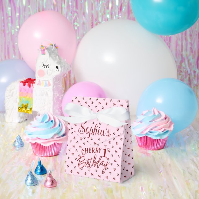 Cherries Theme First Birthday Favor Box (Party)