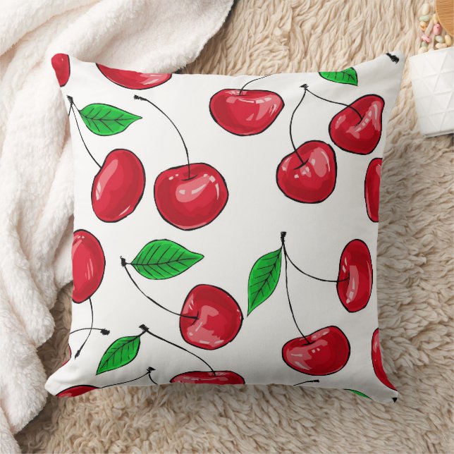 Cherries Throw Pillow (Blanket)