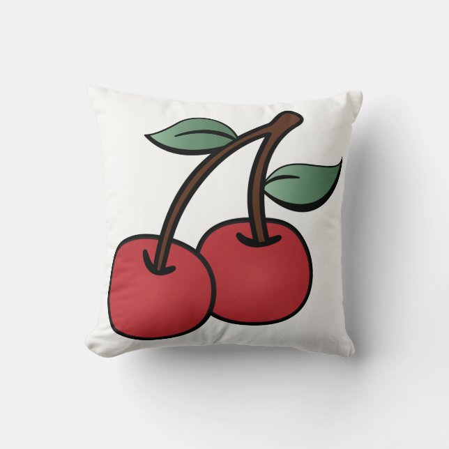 Cherries Throw Pillow (Front)