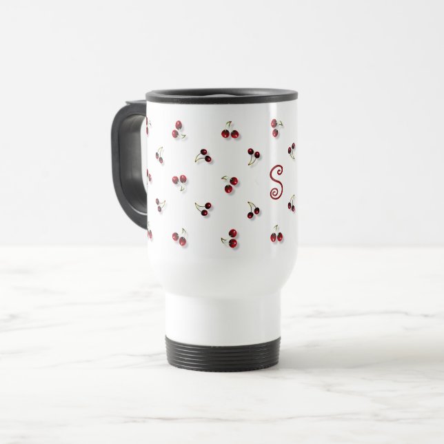 Cherries Travel Mug (Front Left)
