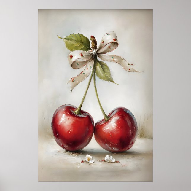 Cherries Valentine's Day print, spring wall art (Front)