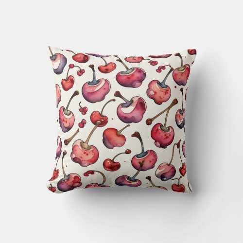 Cherries Watercolor Throw Pillow