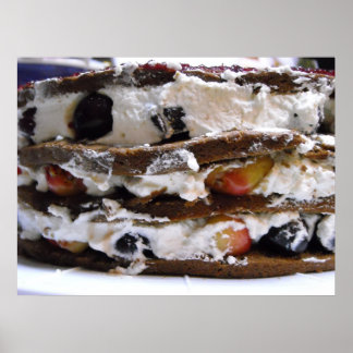 Cherries, Whipped Cream and Cake Photo Poster