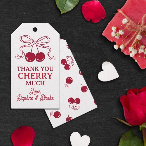 Cherries With Bow Thank You Cherry Much Wedding Gift Tags