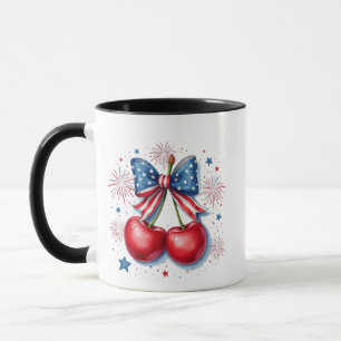 Cherries with Coquette Bow 4th of July American Mug