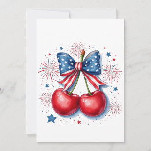 Cherries with Coquette Bow 4th of July American   Save The Date