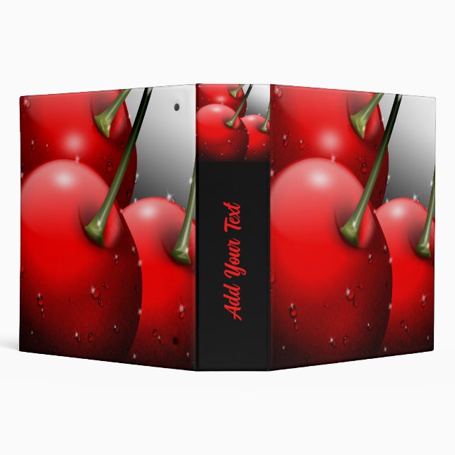 Cherries with Dew Drops 3 Ring Binder (Background)