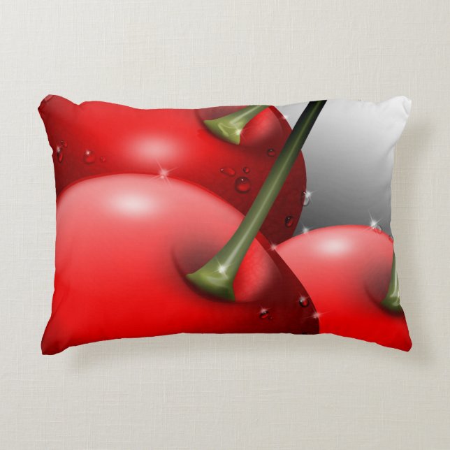 Cherries with Dew Drops Accent Pillow (Front)