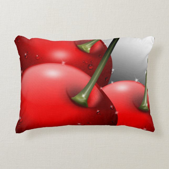 Cherries with Dew Drops Accent Pillow (Front)