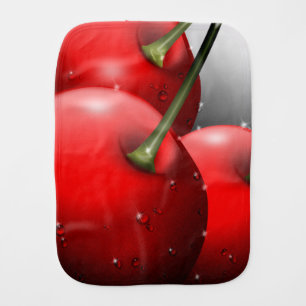Cherries with Dew Drops Baby Burp Cloth