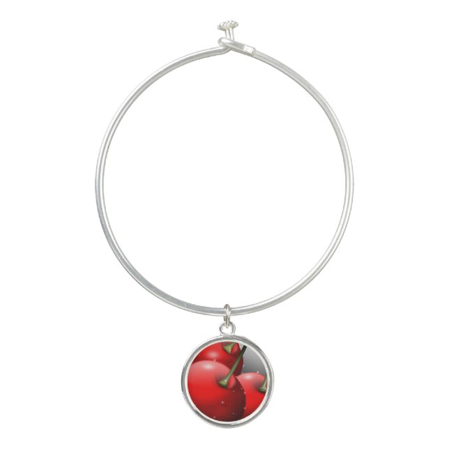 Cherries with Dew Drops Bangle Bracelet (Front)