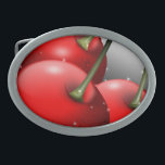 Cherries with Dew Drops Belt Buckle<br><div class="desc">Delicious red fresh cherries close up with dew drops. Digital Art Design Copyright BluedarkArt TheChameleonArt.</div>