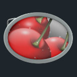 Cherries with Dew Drops Belt Buckle<br><div class="desc">Delicious red fresh cherries close up with dew drops. Digital Art Design Copyright BluedarkArt TheChameleonArt.</div>