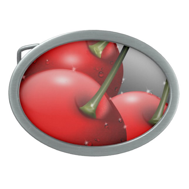 Cherries with Dew Drops Belt Buckle (Front)