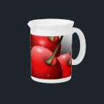 Cherries with Dew Drops Beverage Pitcher<br><div class="desc">Delicious red fresh cherries close up with dew drops. Digital Art Design Copyright BluedarkArt TheChameleonArt.</div>