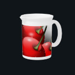 Cherries with Dew Drops Beverage Pitcher<br><div class="desc">Delicious red fresh cherries close up with dew drops. Digital Art Design Copyright BluedarkArt TheChameleonArt.</div>