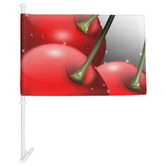 Cherries with Dew Drops Car Flag