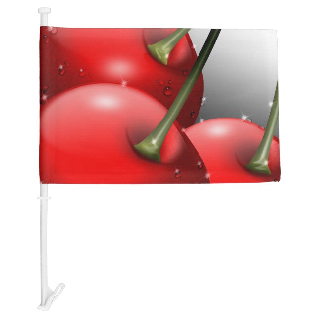 Cherries with Dew Drops Car Flag (Front)