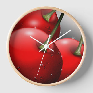 Cherries with Dew Drops Clock