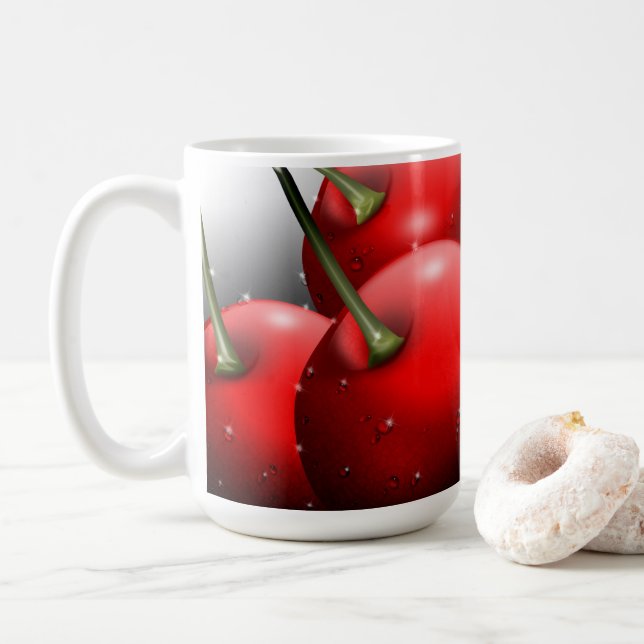 Cherries with Dew Drops Coffee Mug (With Donut)