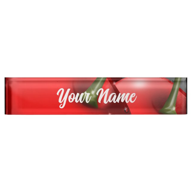 Cherries with Dew Drops Desk Name Plate (Front)