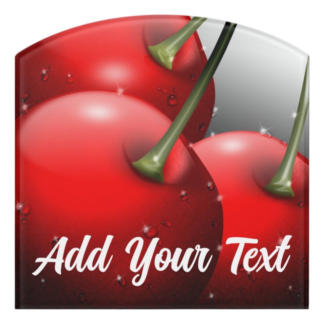 Cherries with Dew Drops Door Sign (Contour Front)
