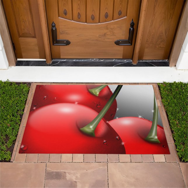 Cherries with Dew Drops Doormat (Outdoor)