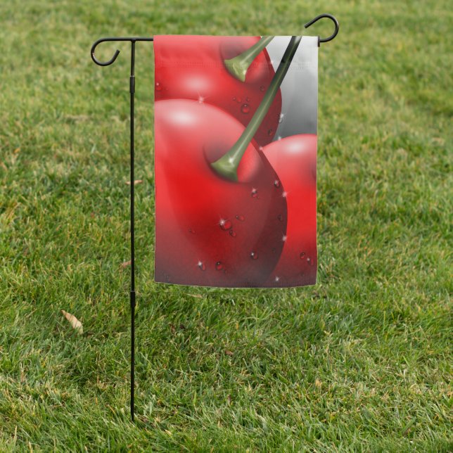 Cherries with Dew Drops Garden Flag (In SItu)