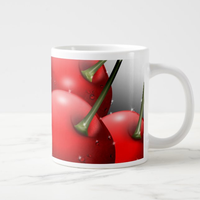 Cherries with Dew Drops Giant Coffee Mug (Right)