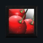 Cherries with Dew Drops Gift Box<br><div class="desc">Delicious red fresh cherries close up with dew drops. Digital Art Design Copyright BluedarkArt TheChameleonArt.</div>