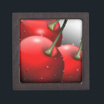 Cherries with Dew Drops Gift Box<br><div class="desc">Delicious red fresh cherries close up with dew drops. Digital Art Design Copyright BluedarkArt TheChameleonArt.</div>
