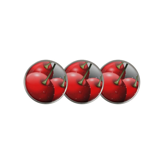 Cherries with Dew Drops Golf Ball Marker (3 Up)