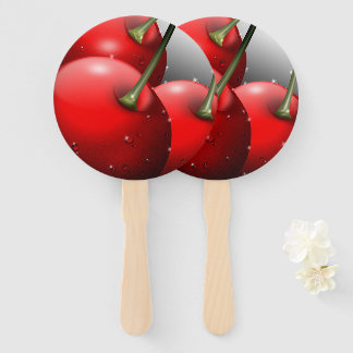 Cherries with Dew Drops Hand Fan