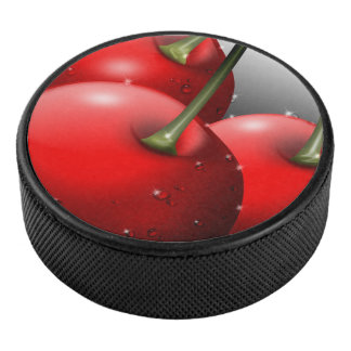Cherries with Dew Drops Hockey Puck