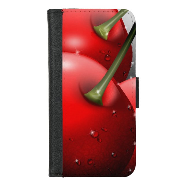 Cherries with Dew Drops iPhone Wallet Case (Front)