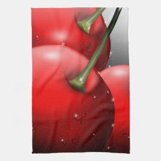 Cherries with Dew Drops Kitchen Towel