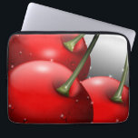 Cherries with Dew Drops Laptop Sleeve<br><div class="desc">Delicious red fresh cherries close up with dew drops. Digital Art Design Copyright BluedarkArt TheChameleonArt.</div>