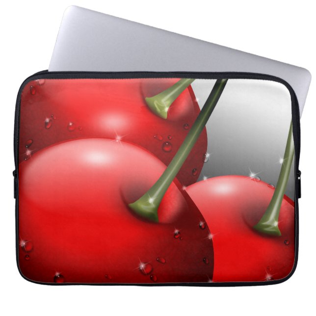 Cherries with Dew Drops Laptop Sleeve (Front)