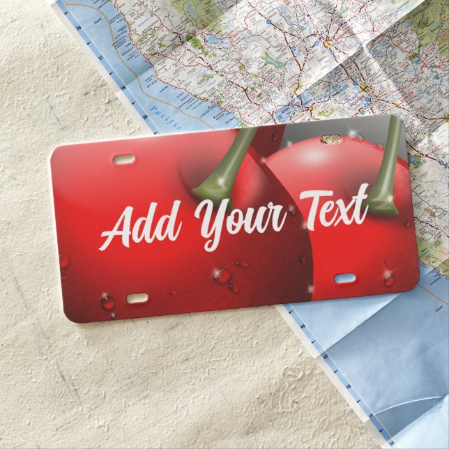 Cherries with Dew Drops License Plate (In Situ)