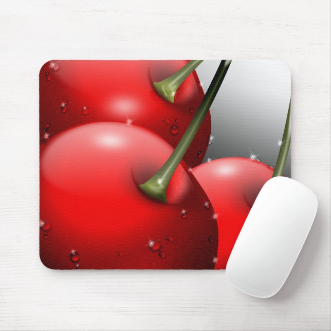 Cherries with Dew Drops Mouse Pad (With Mouse)