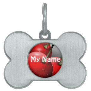 Cherries with Dew Drops Pet Name Tag