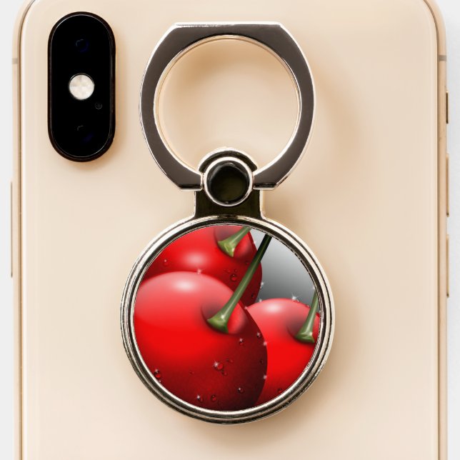 Cherries with Dew Drops Phone Ring Stand (Close Up)