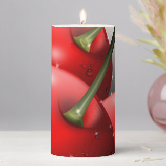 Cherries with Dew Drops Pillar Candle