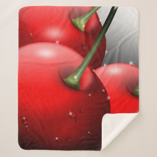 Cherries with Dew Drops Sherpa Blanket