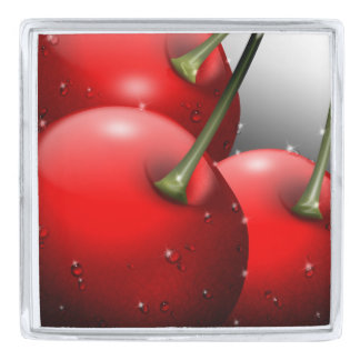 Cherries with Dew Drops Silver Finish Lapel Pin