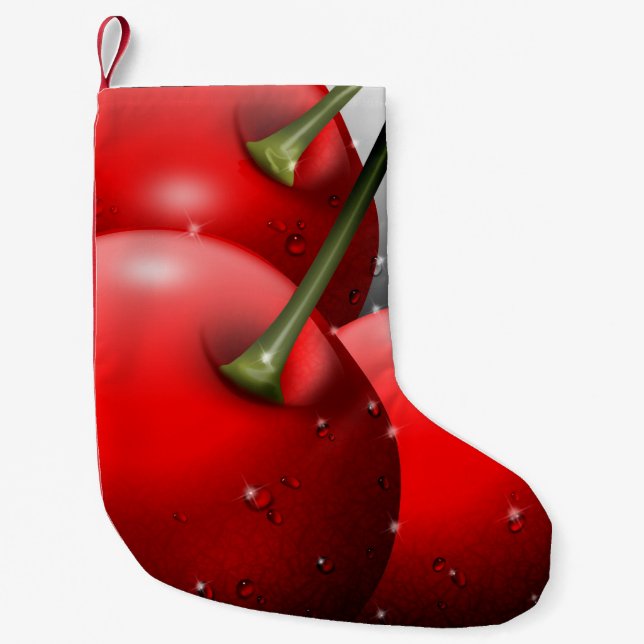 Cherries with Dew Drops Small Christmas Stocking (Front)