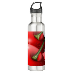 Cherries with Dew Drops Stainless Steel Water Bottle