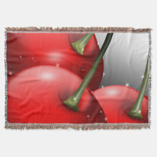 Cherries with Dew Drops Throw Blanket