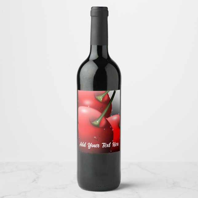 Cherries with Dew Drops Wine Label (Front)