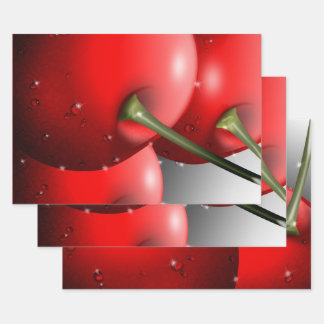 Cherries with Dew Drops Wrapping Paper Sheets